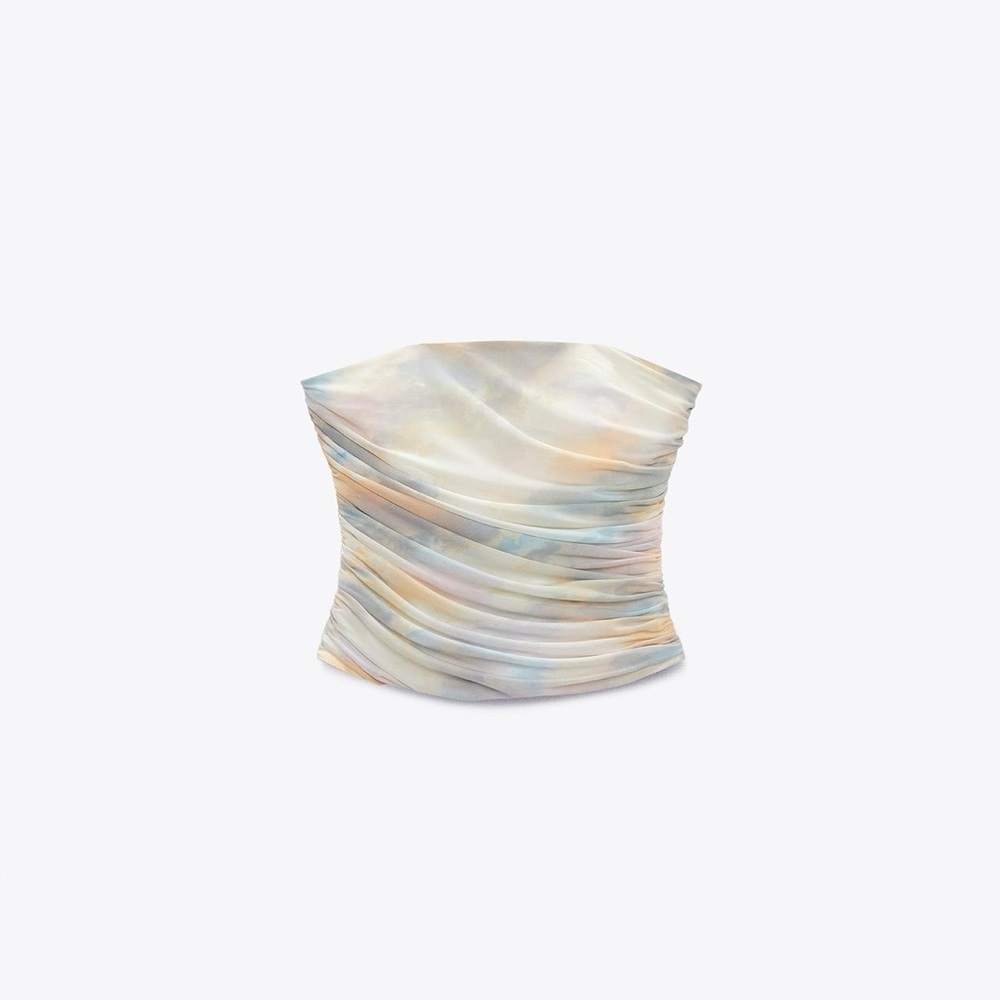 NWT ZARA STRAPLESS TULLE TOP SIZE S - Picture 3 of 4